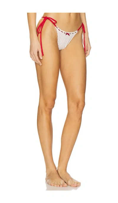 Frankies Bikinis X Bella Hadid Mackenzie Bikini Bottom In Strawberry Polka Dot