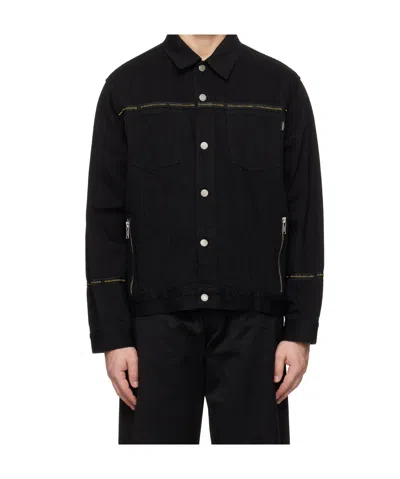 Undercover Boxy Fit Black Denim Jacket With Silver Accents In Black