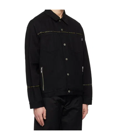 Undercover Boxy Fit Black Denim Jacket With Silver Accents In Black