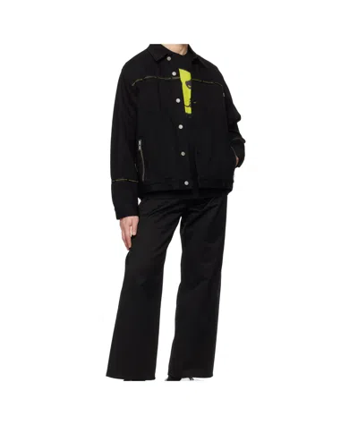 Undercover Boxy Fit Black Denim Jacket With Silver Accents In Black