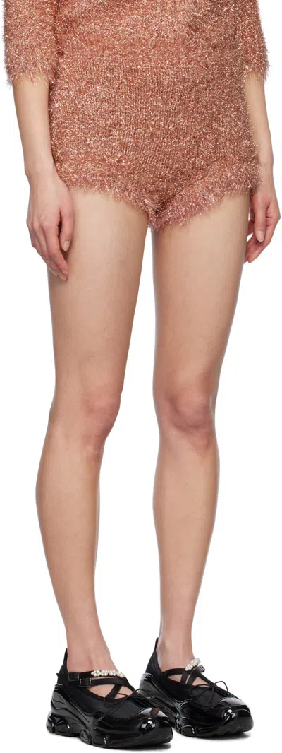 Simone Rocha Pink Tinsel Knit Shorts In Pink