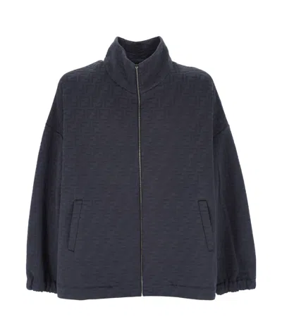 Fendi Navy Blue Polyester Blend Sweatshirt In Black