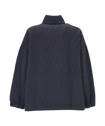 Fendi Navy Blue Polyester Blend Sweatshirt In Black