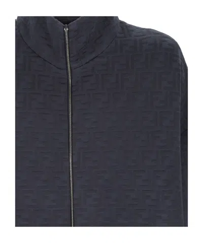 Fendi Navy Blue Polyester Blend Sweatshirt In Black