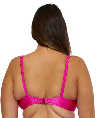 Becca Etc Plus Size Monte Carlo Rib Underwire Bikini Top In Pink