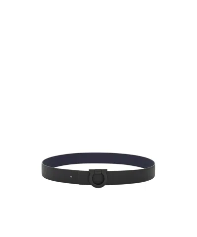 Ferragamo Fixed Reversible Belt In Black