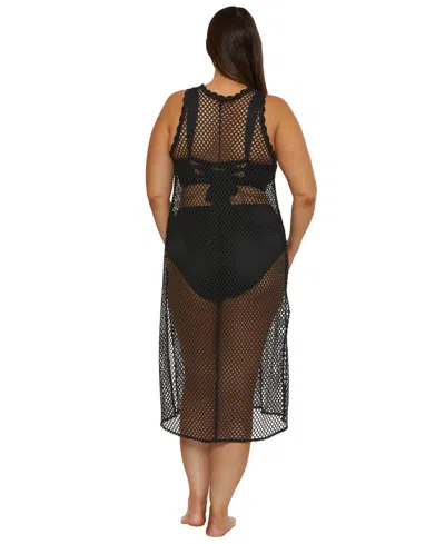 Becca Etc Women's Castaway Island Crocheted Cover-up Dress In Black