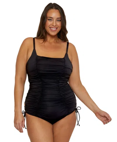 Becca Etc Women's Color Code Shirred One-piece Swimsuit In Black
