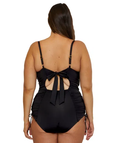 Becca Etc Women's Color Code Shirred One-piece Swimsuit In Black