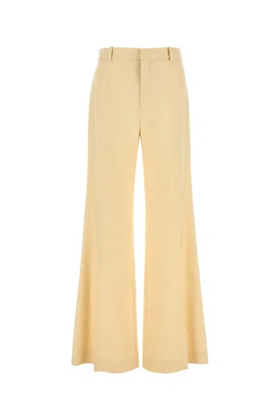 Chloé Chloe Women Cream Canvas Wide-leg Pant In Yellow