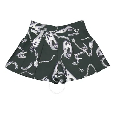 Burberry Pleated Printed Shorts In Green