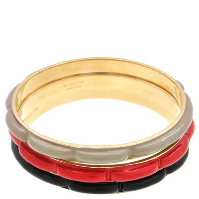 Burberry Trio Enamel Lola Bangles In Gold Tone