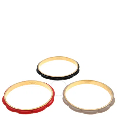 Burberry Trio Enamel Lola Bangles In Gold Tone
