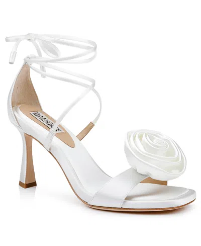 Badgley Mischka Women's Janelle Ankle Tie Sandals In White Satin