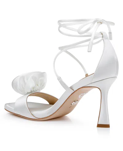 Badgley Mischka Women's Janelle Ankle Tie Sandals In White Satin