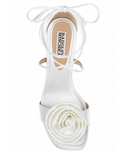 Badgley Mischka Women's Janelle Ankle Tie Sandals In White Satin