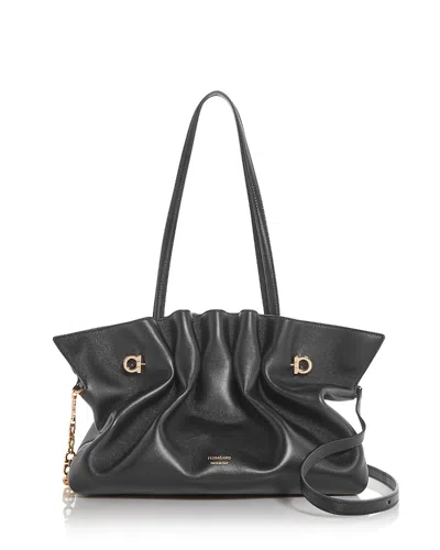 Ferragamo Small Soft Shoulder Bag In Nero
