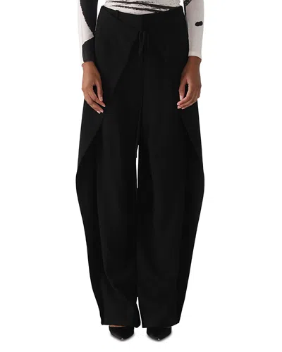 Jason Wu Collection Overlap Soft Crepe Straight-leg Pants In Black