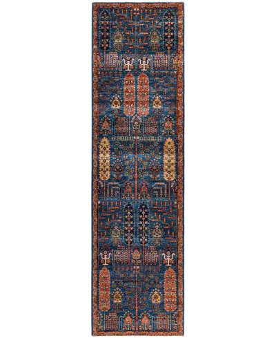 Adorn Hand Woven Rugs Serapi M1945 2'9''x9'10'' Runner Area Rug In Blue