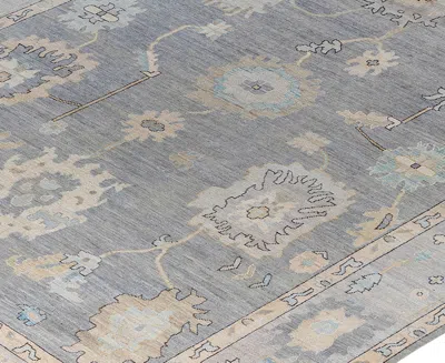 Adorn Hand Woven Rugs Colorful Oushak M1945 10'x14' Area Rug In Light Gray