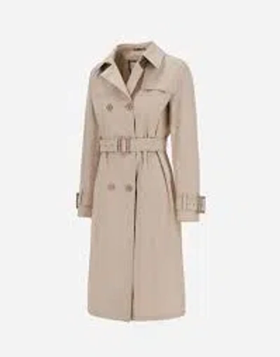 Herno Trench Coat In Delon And Monogram Lurex In Crema