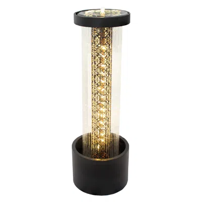 Sunnydaze 41.25" H Glittering Rain Zinc Outdoor Water Fountain With Warm White Led Lights