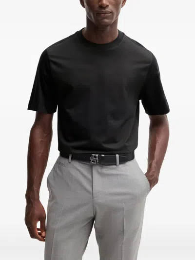 Hugo Boss T-shirt With Bubble-jacquard Structure In Black