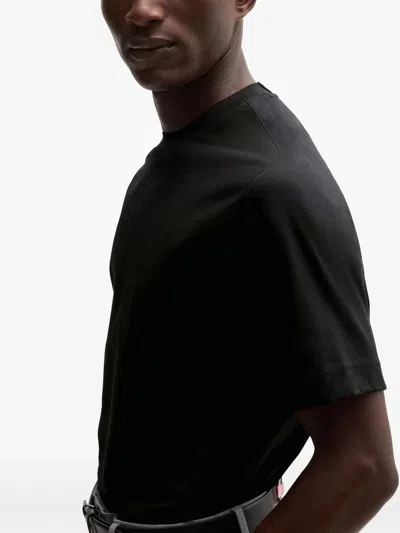 Hugo Boss T-shirt With Bubble-jacquard Structure In Black