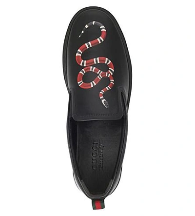 Shop Gucci Dublin Snake-print Skate Shoes In Blk/red