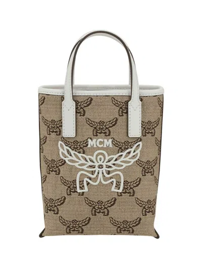 Mcm Women Raffia Tote Bag In Beige