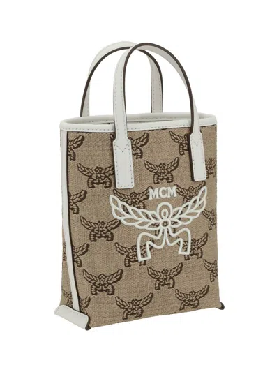 Mcm Women Raffia Tote Bag In Beige
