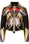 Givenchy Woman Cropped Patchwork Metallic Leather Jacket Black