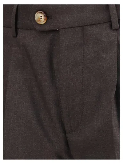 Brunello Cucinelli Virgin Wool Pants In Brown