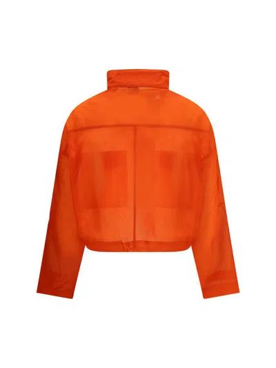Pinko Cropped Jacket Contemporary Adjustable Hem In Orange