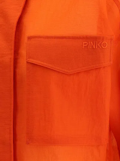 Pinko Cropped Jacket Contemporary Adjustable Hem In Orange