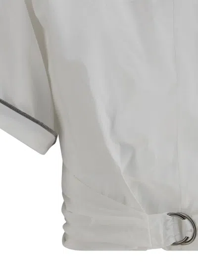 Brunello Cucinelli Monili Embellished Cropped Blouse In White