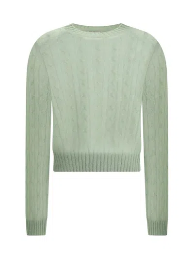 Brunello Cucinelli Mohair And Wool Cable Knit Sweater In Green