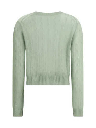 Brunello Cucinelli Mohair And Wool Cable Knit Sweater In Green