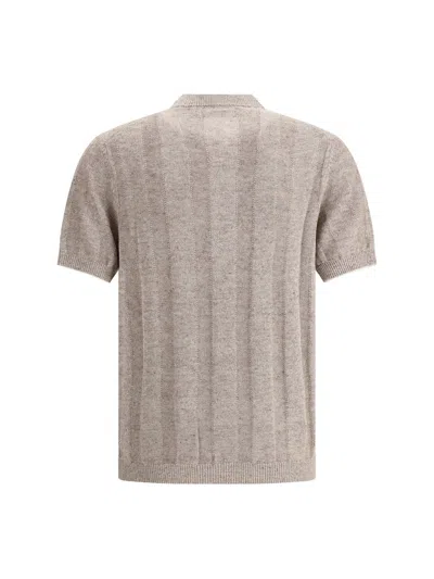 Brunello Cucinelli Knit Polo Shirt In Beige