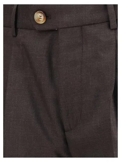 Brunello Cucinelli Virgin Wool Pants In Brown
