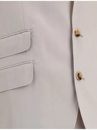 Brunello Cucinelli Tailored Silk Suit With Belt Loops In Beige