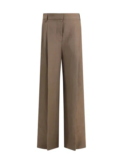 Brunello Cucinelli Wide Leg Pants In Brown