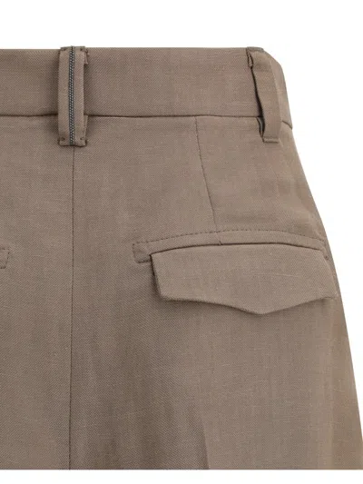 Brunello Cucinelli Wide Leg Pants In Brown