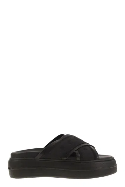 Hogan Cross Strap Platform Sandals In Black