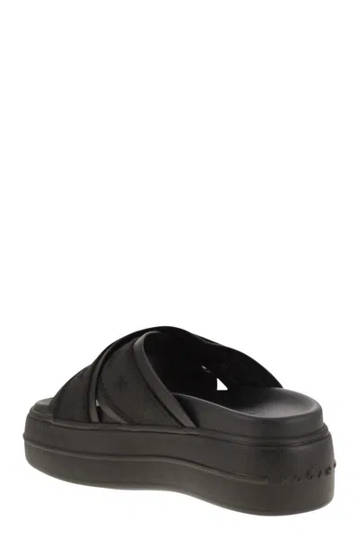 Hogan Cross Strap Platform Sandals In Black