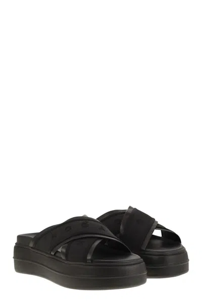 Hogan Cross Strap Platform Sandals In Black