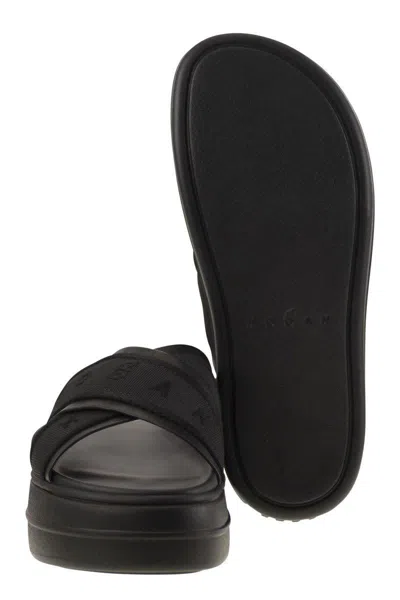 Hogan Cross Strap Platform Sandals In Black