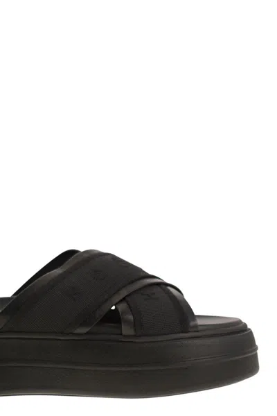Hogan Cross Strap Platform Sandals In Black
