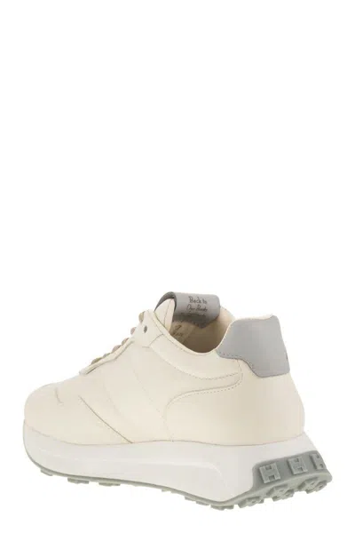 Hogan Leather Sneakers With Contrast Heel Tab In Beige