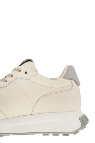 Hogan Leather Sneakers With Contrast Heel Tab In Beige